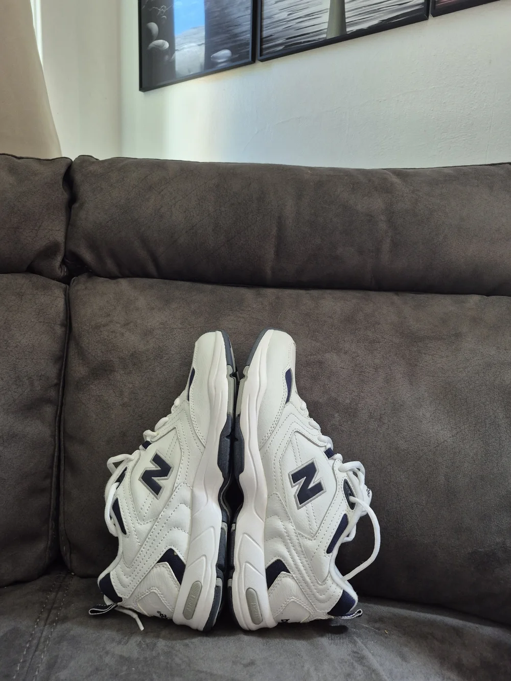 New Balance Men's White & Navy Chunky Athletic Sneakers
